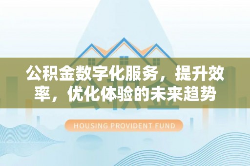 阿拉善盟公积金数字化服务，提升效率，优化体验的未来趋势